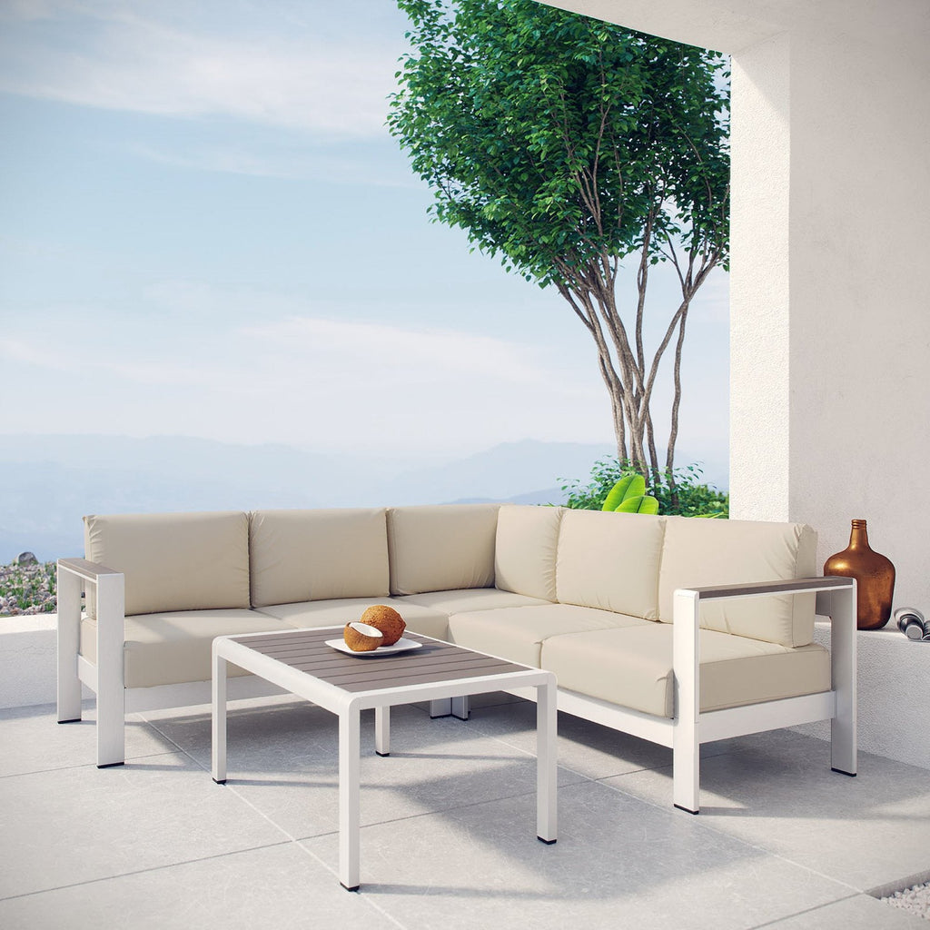 Canapé d'angle d'extérieur 4 pièces en aluminium Shore
