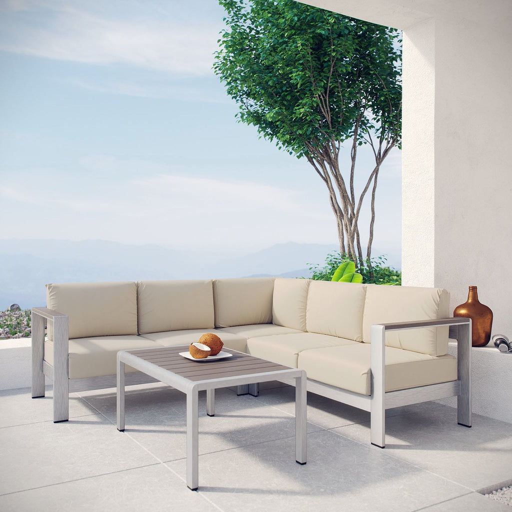 Canapé d'angle d'extérieur 4 pièces en aluminium Shore