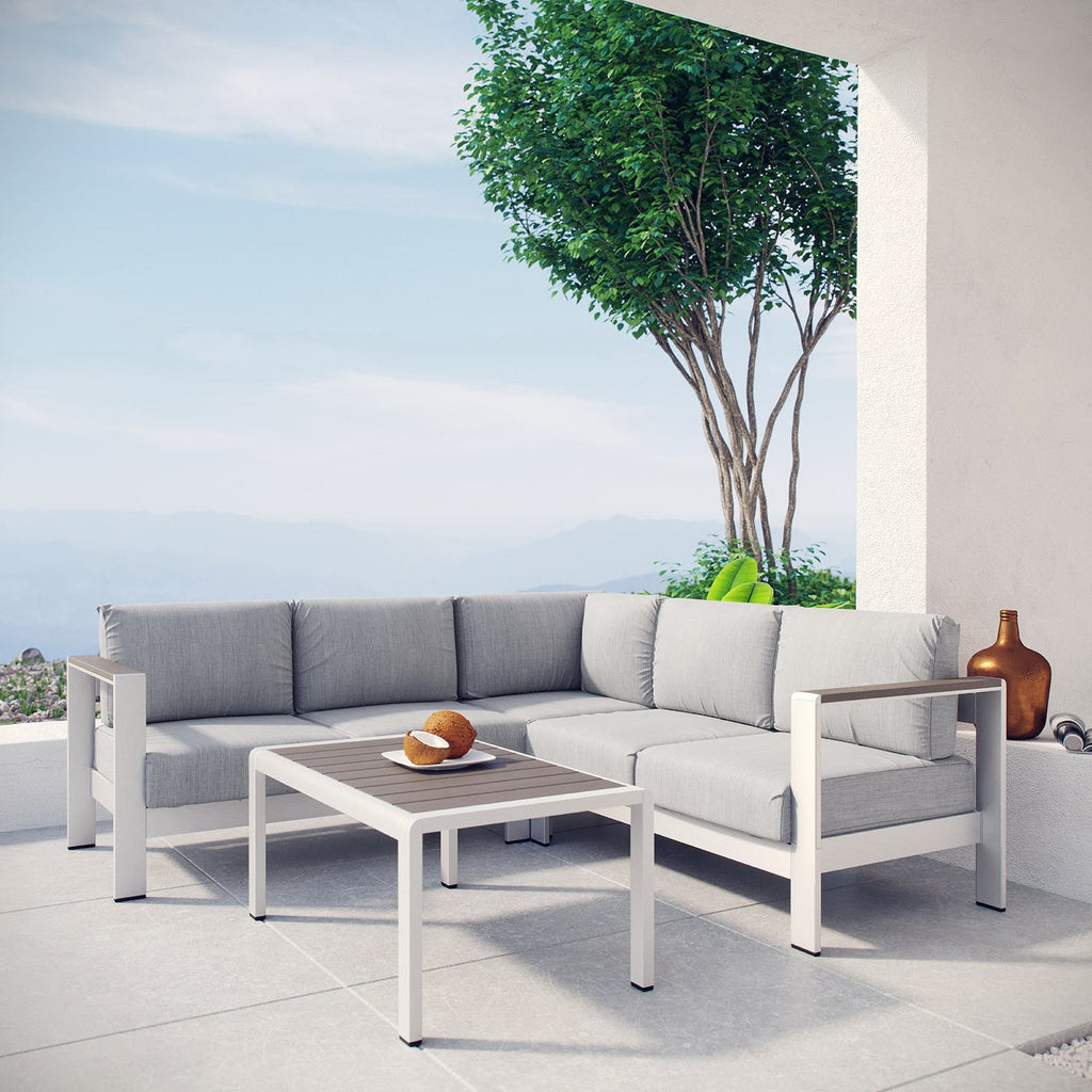 Canapé d'angle d'extérieur 4 pièces en aluminium Shore