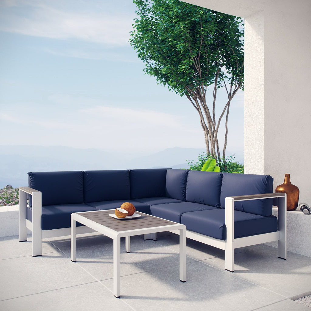 Canapé d'angle d'extérieur 4 pièces en aluminium Shore