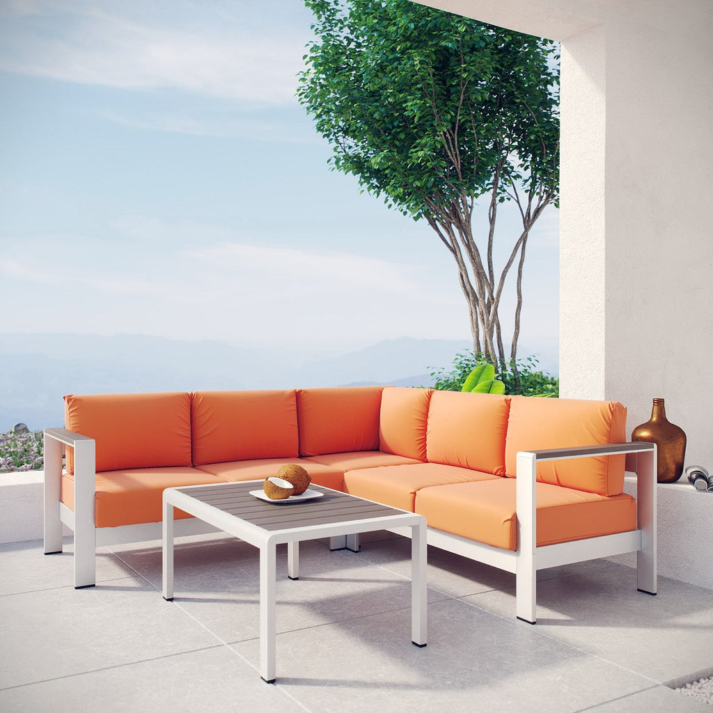 Canapé d'angle d'extérieur 4 pièces en aluminium Shore