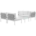 Ensemble de canapé d'angle d'extérieur en aluminium 5 pièces Harmony