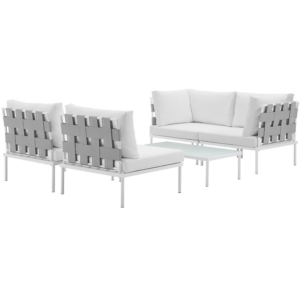 Ensemble de canapé d'angle d'extérieur en aluminium 5 pièces Harmony