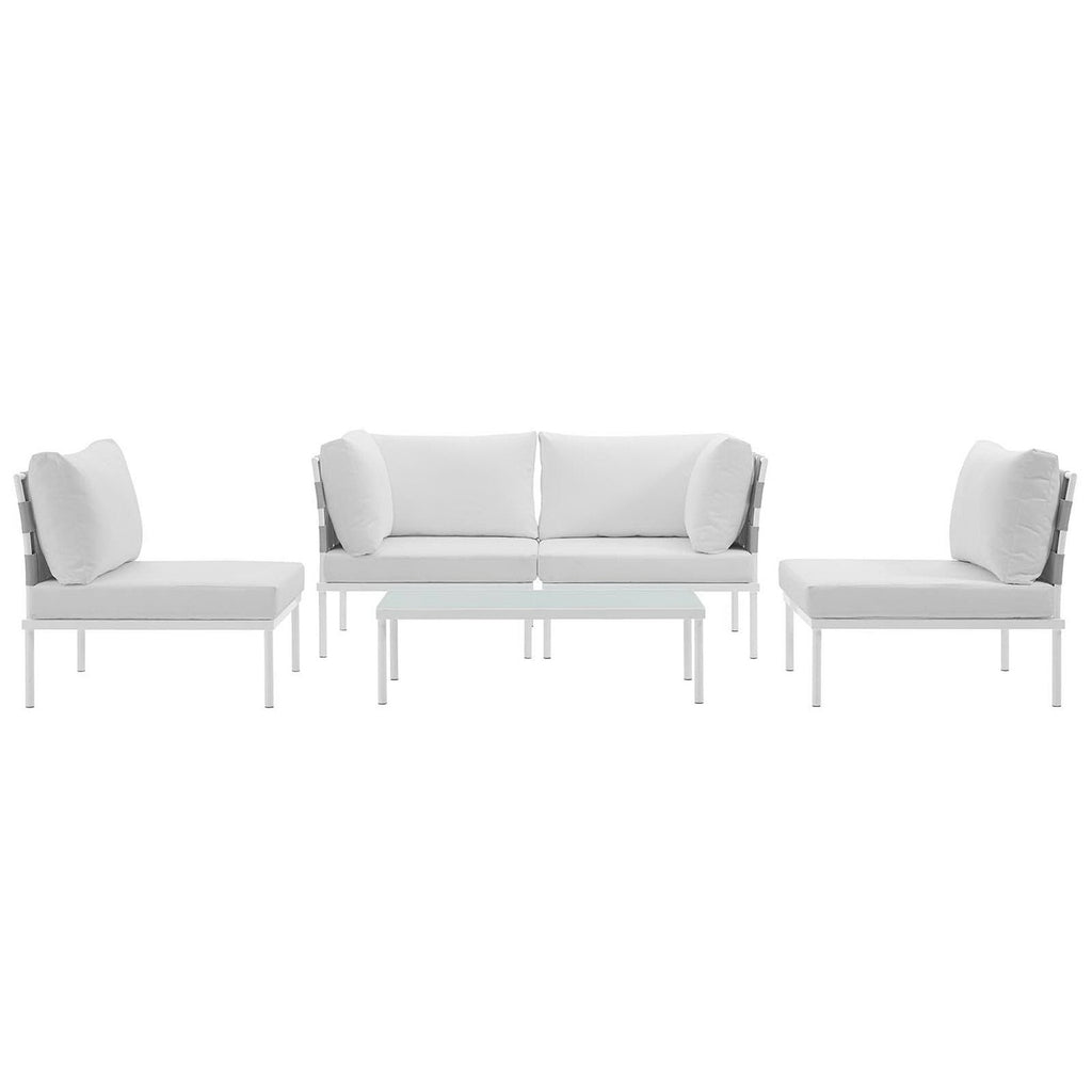 Ensemble de canapé d'angle d'extérieur en aluminium 5 pièces Harmony