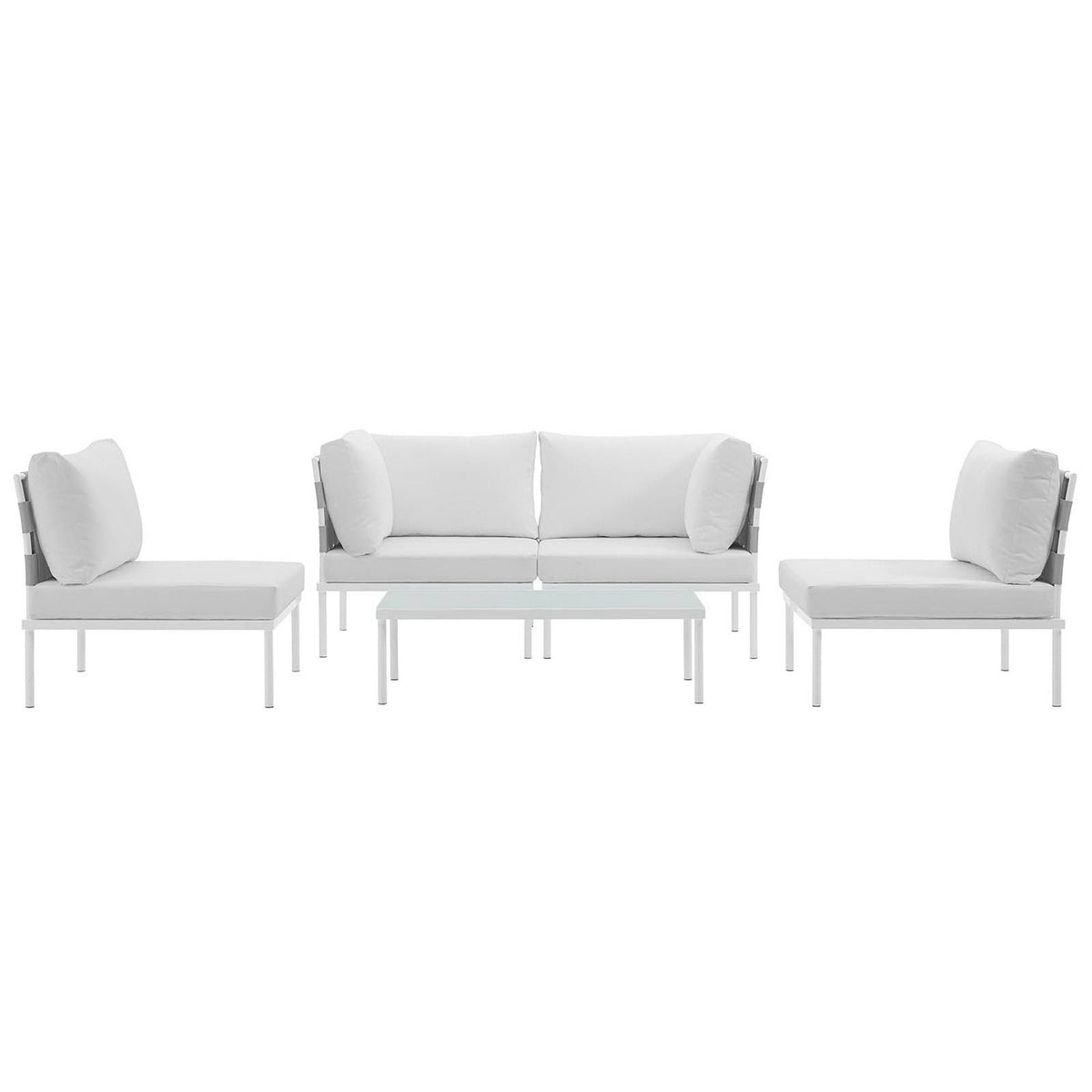 Ensemble de canapé d'angle d'extérieur en aluminium 5 pièces Harmony