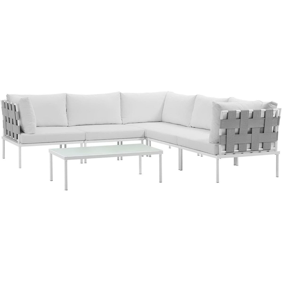 Ensemble de canapé d'angle d'extérieur en aluminium 6 pièces Harmony