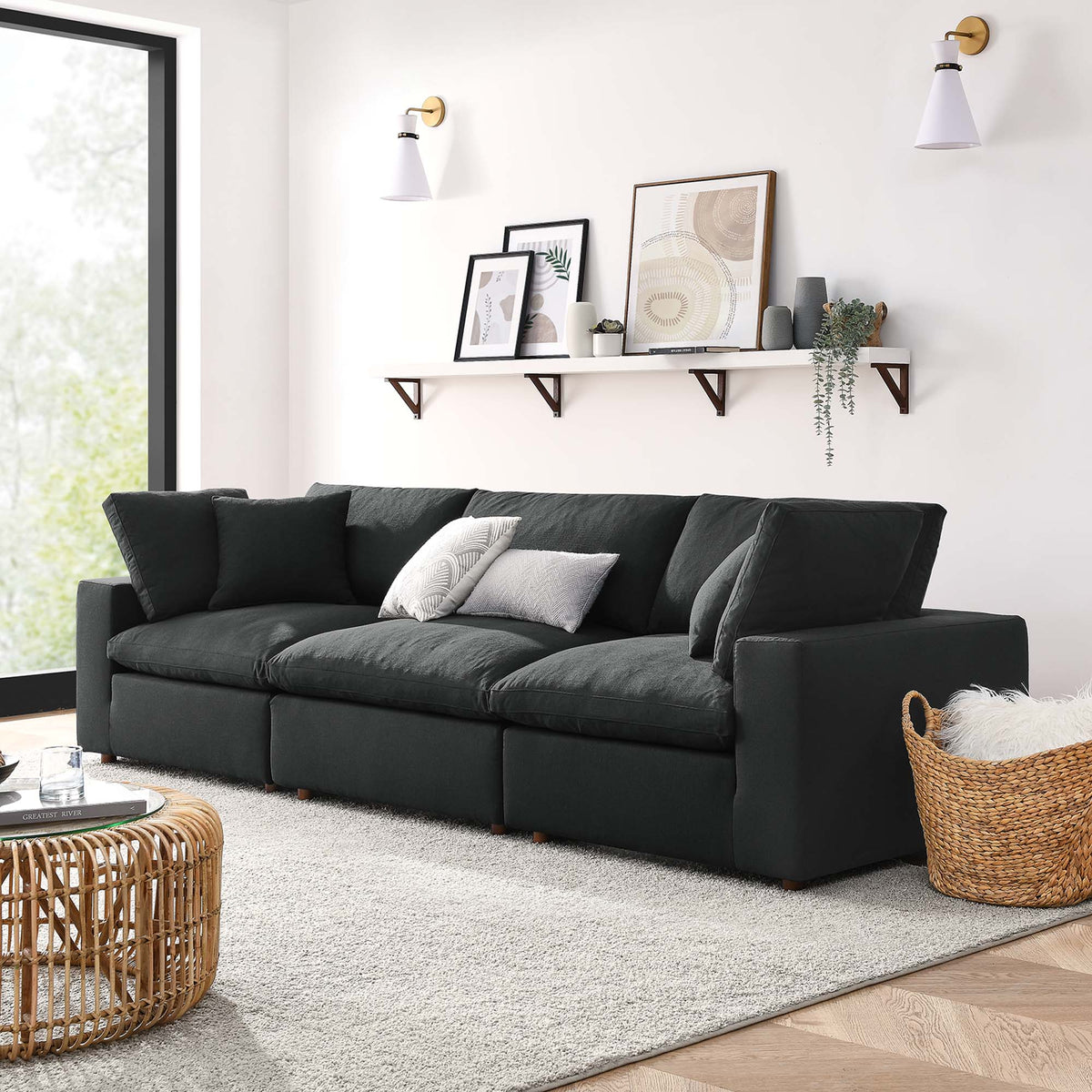Ensemble de canapé sectionnel surdimensionné Commix 3 pièces, rembourré en duvet