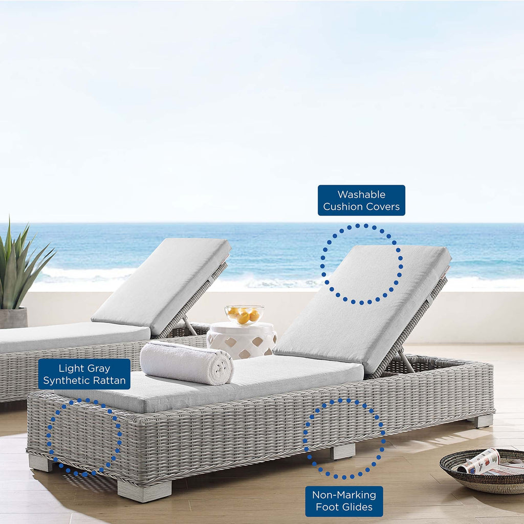 Chaise longue d'extérieur en rotin osier Conway Sunbrella®