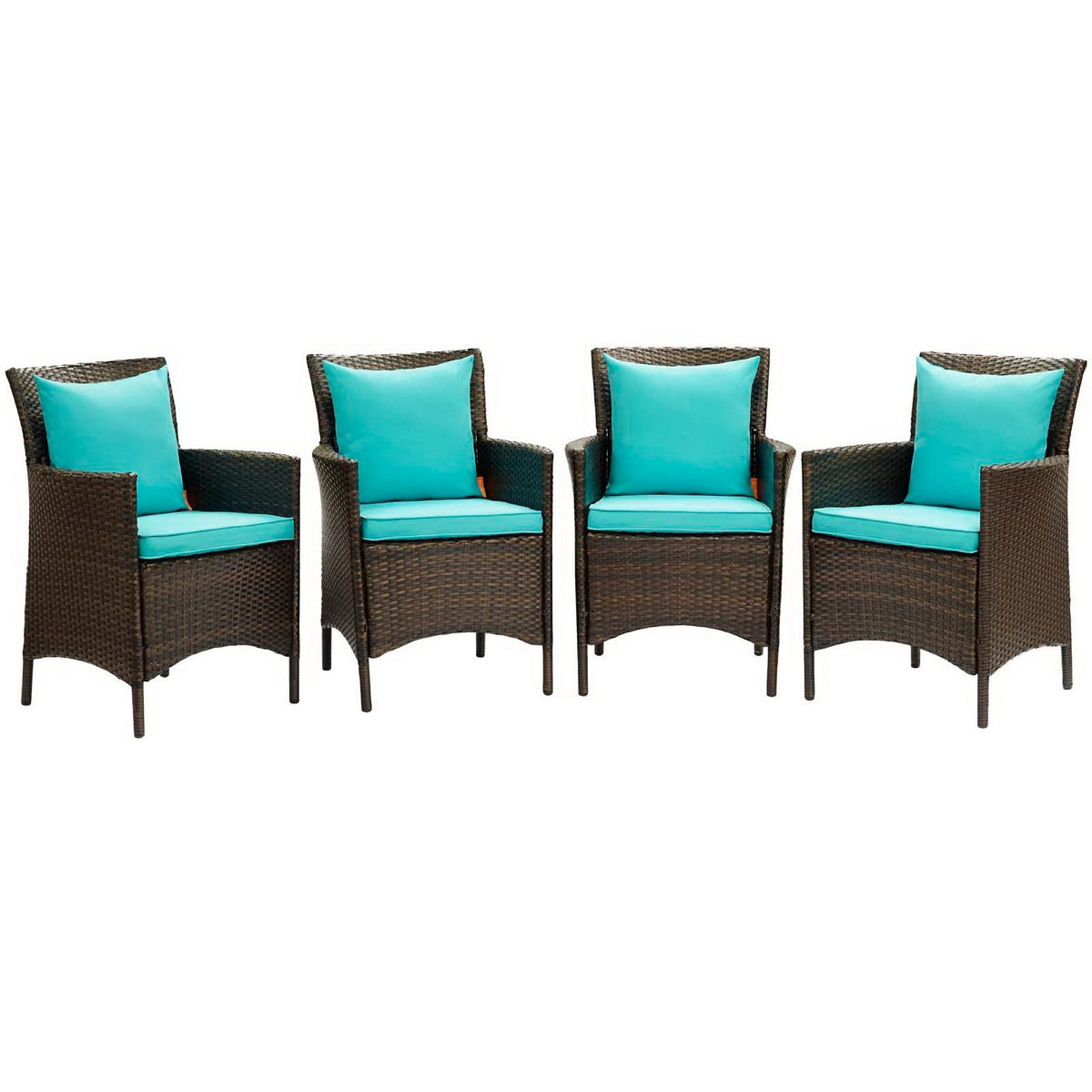 Ensemble de 4 fauteuils de salle à manger en rotin et osier pour extérieur Conduit