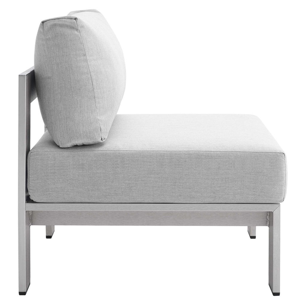 Chaise d'extérieur sans accoudoirs en aluminium avec tissu Sunbrella® Shore
