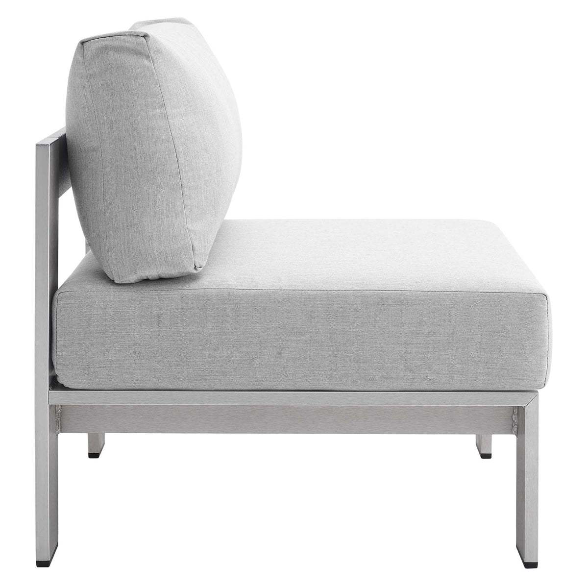 Chaise d'extérieur sans accoudoirs en aluminium avec tissu Sunbrella® Shore