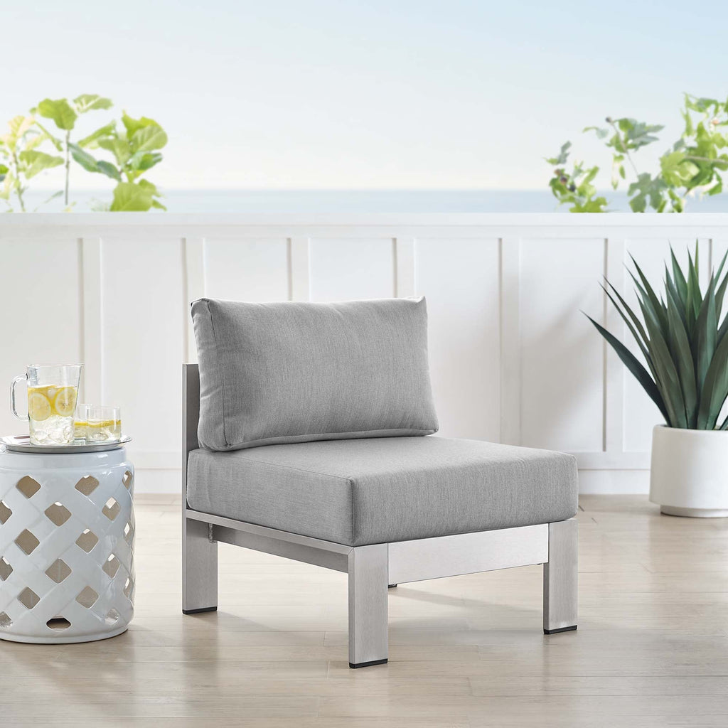 Chaise d'extérieur sans accoudoirs en aluminium avec tissu Sunbrella® Shore