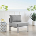 Chaise d'extérieur sans accoudoirs en aluminium avec tissu Sunbrella® Shore