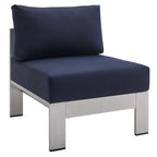 Chaise d'extérieur sans accoudoirs en aluminium avec tissu Sunbrella® Shore