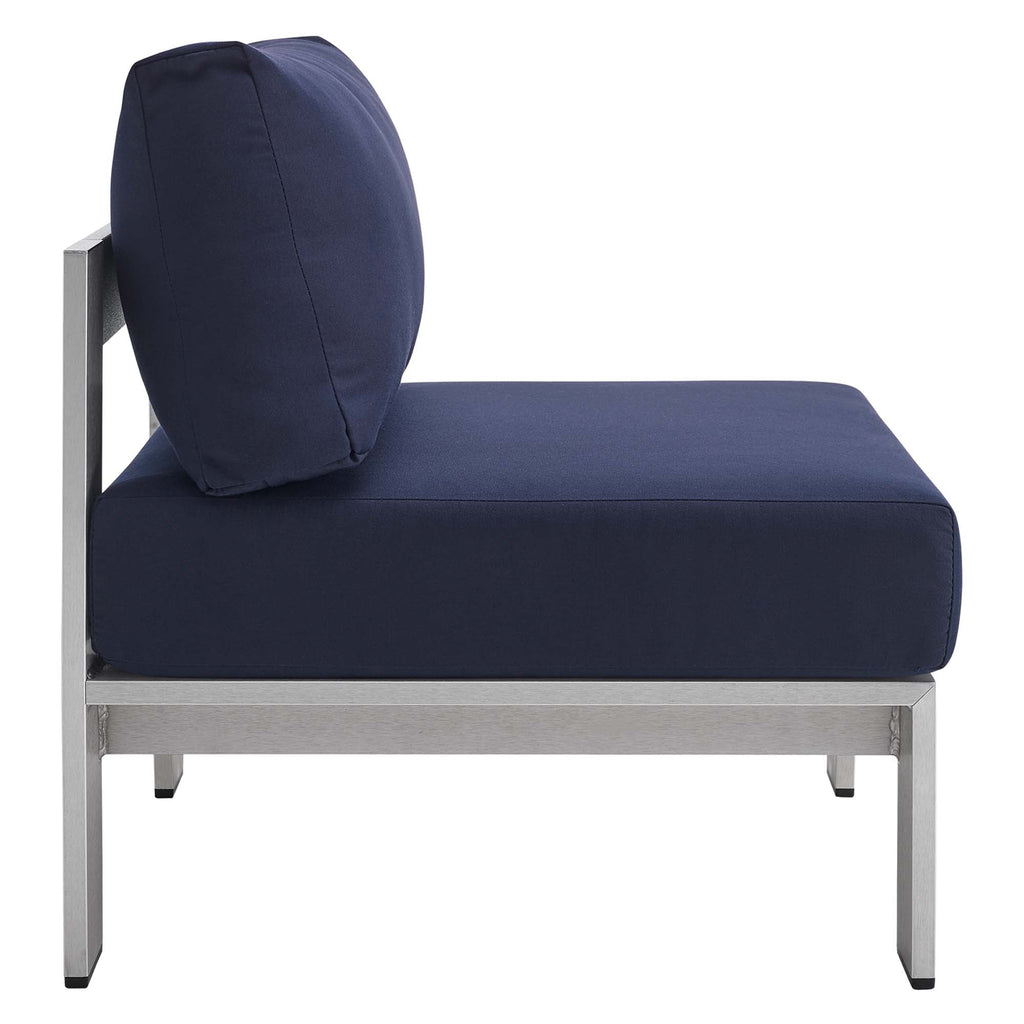Chaise d'extérieur sans accoudoirs en aluminium avec tissu Sunbrella® Shore