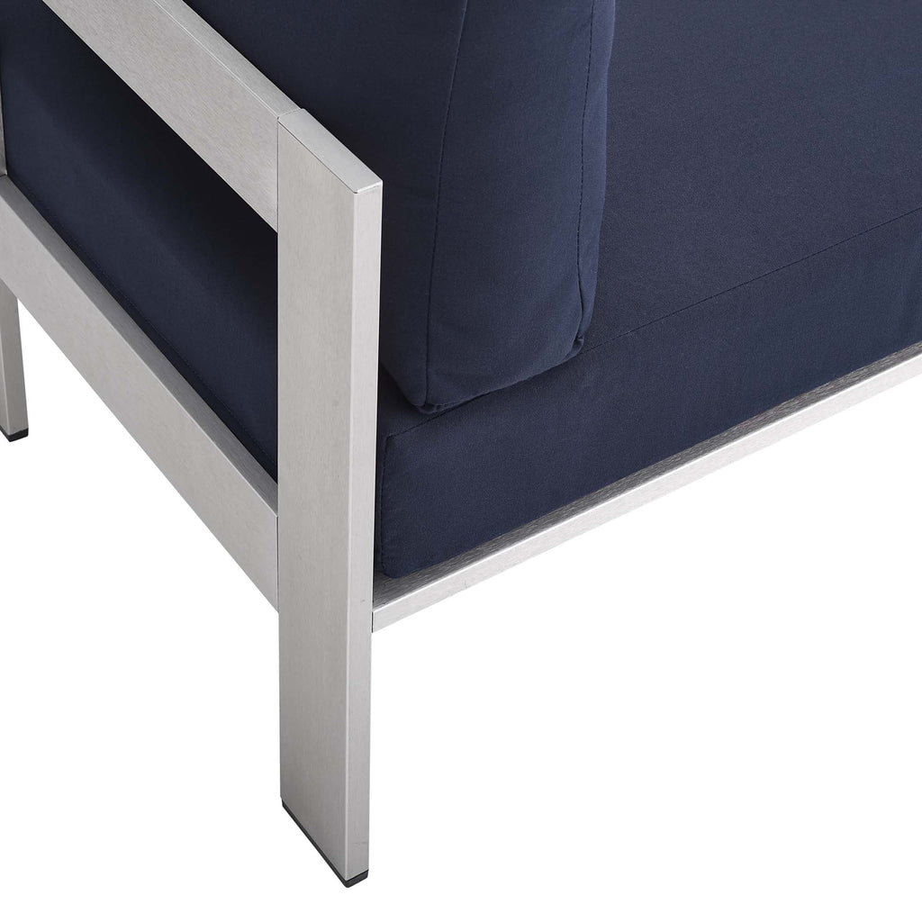 Chaise d'extérieur sans accoudoirs en aluminium avec tissu Sunbrella® Shore