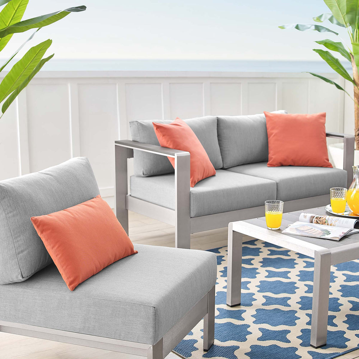Ensemble d'extérieur Shore 4 pièces en aluminium et tissu Sunbrella®