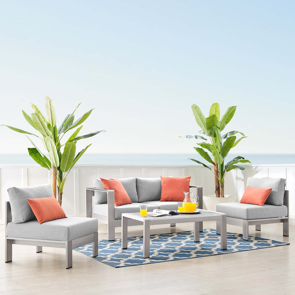 Ensemble d'extérieur Shore 4 pièces en aluminium et tissu Sunbrella®