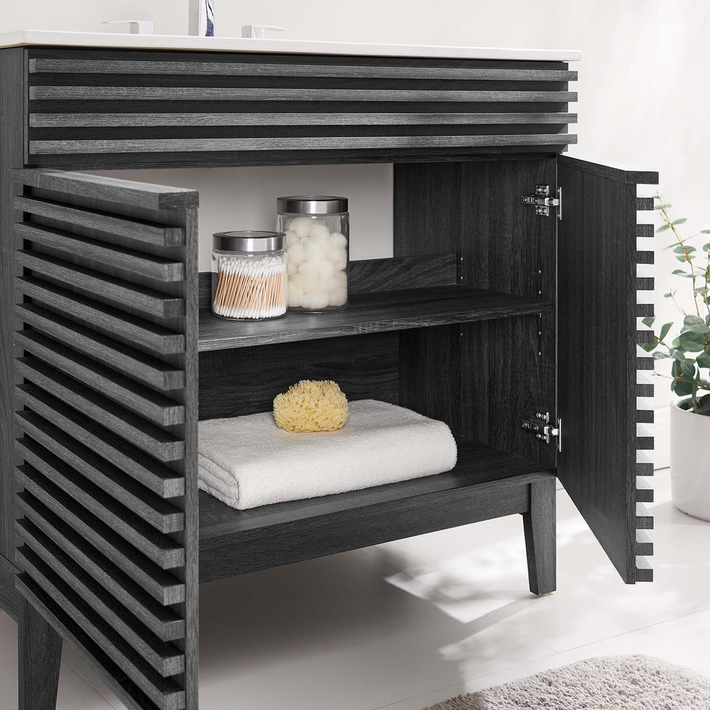 Rendu de meubles-lavabos de salle de bain de 30 et 36 po avec vasque blanche incluse