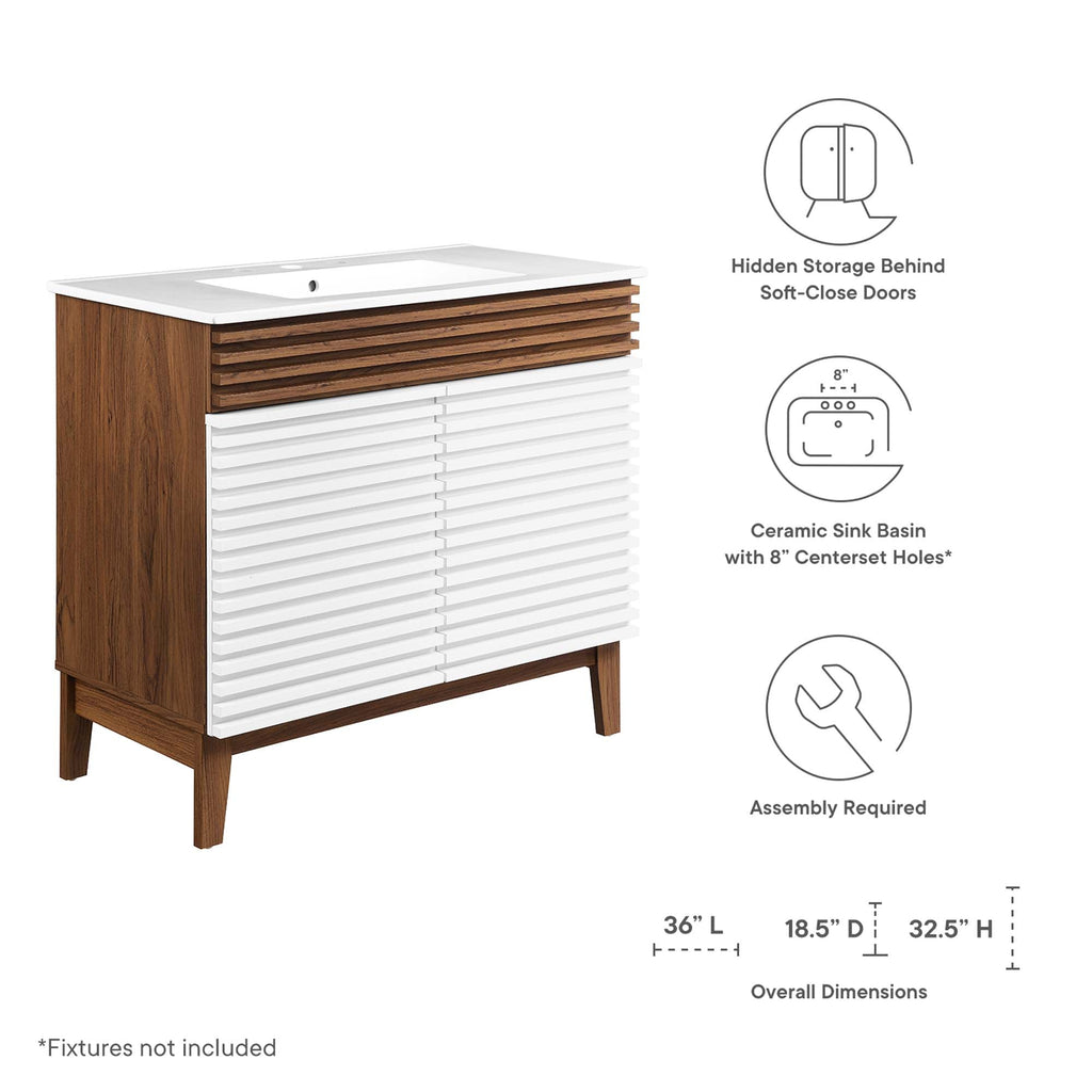 Rendu de meubles-lavabos de salle de bain de 30 et 36 po avec vasque blanche incluse