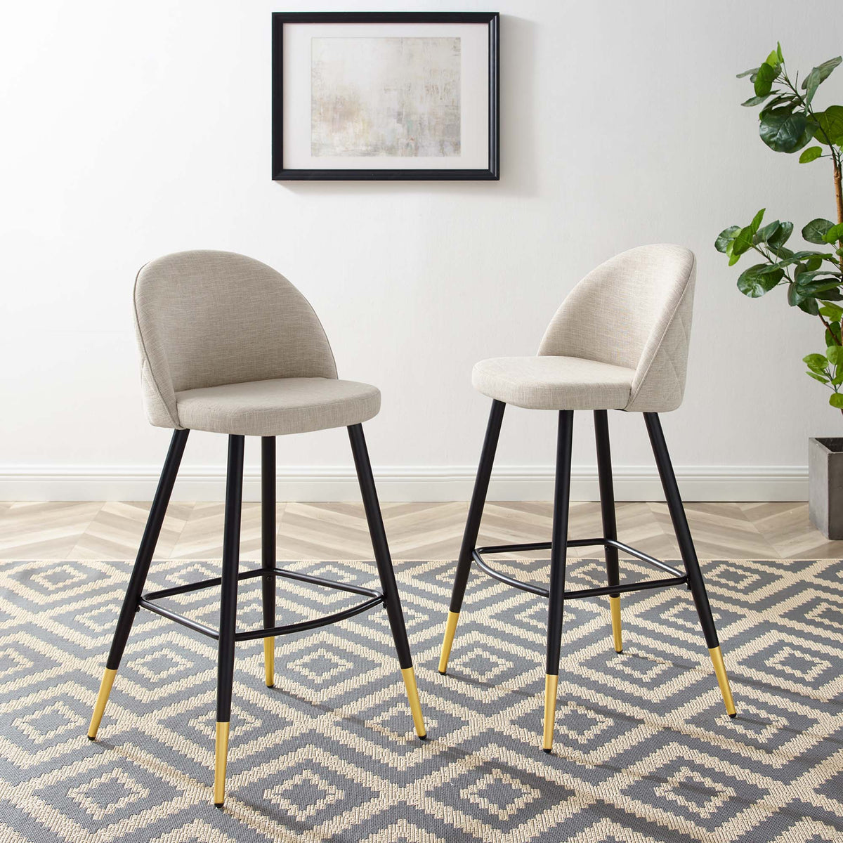 Tabourets de bar en tissu Cordial - Lot de 2