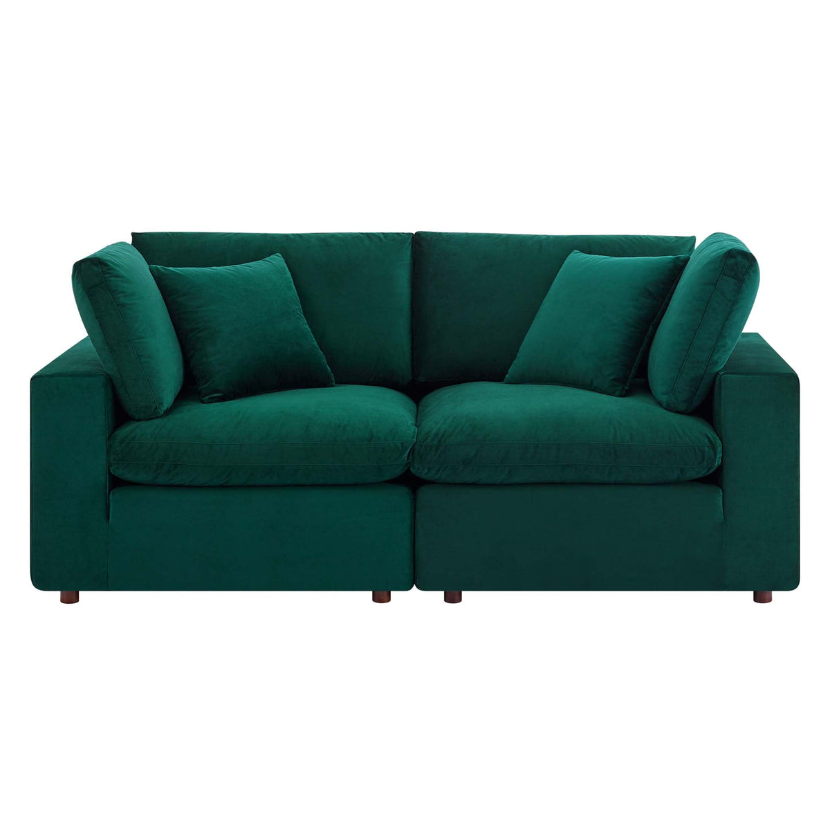Causeuse en velours performance surrembourrée Commix garnie de duvet