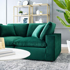 Causeuse en velours performance surrembourrée Commix garnie de duvet