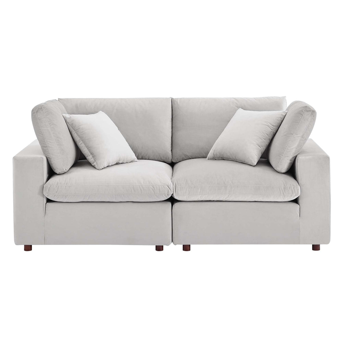Causeuse en velours performance surrembourrée Commix garnie de duvet
