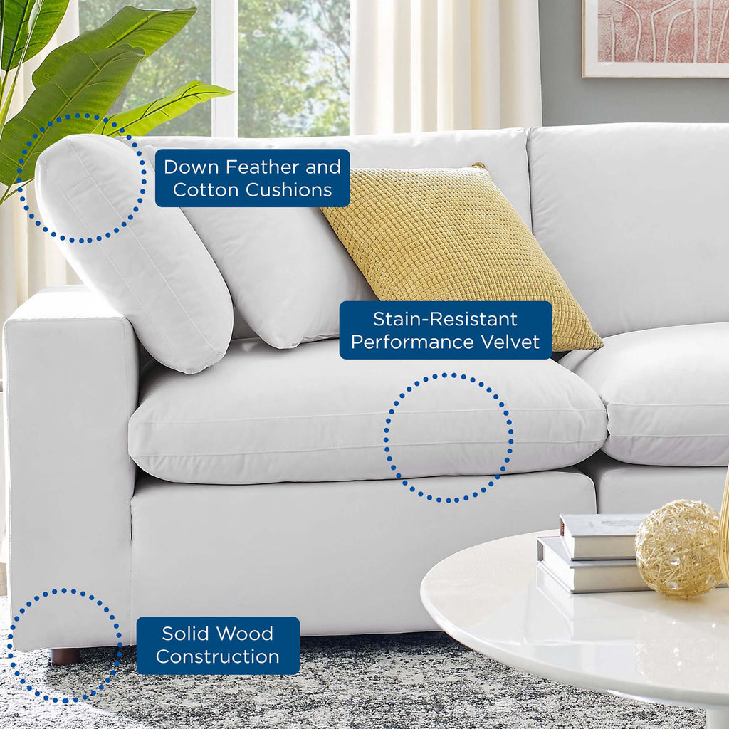 Causeuse en velours performance surrembourrée Commix garnie de duvet