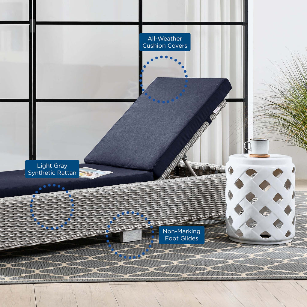 Chaise longue en osier et rotin d'extérieur Conway