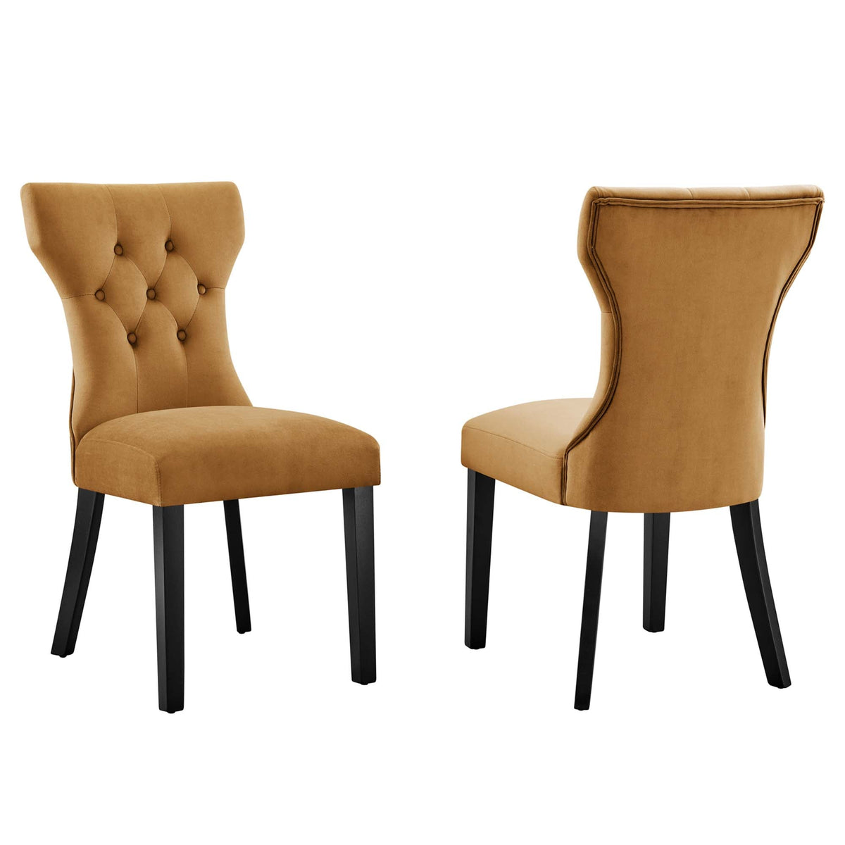 Lot de 2 chaises de salle à manger Silhouette en velours de performance