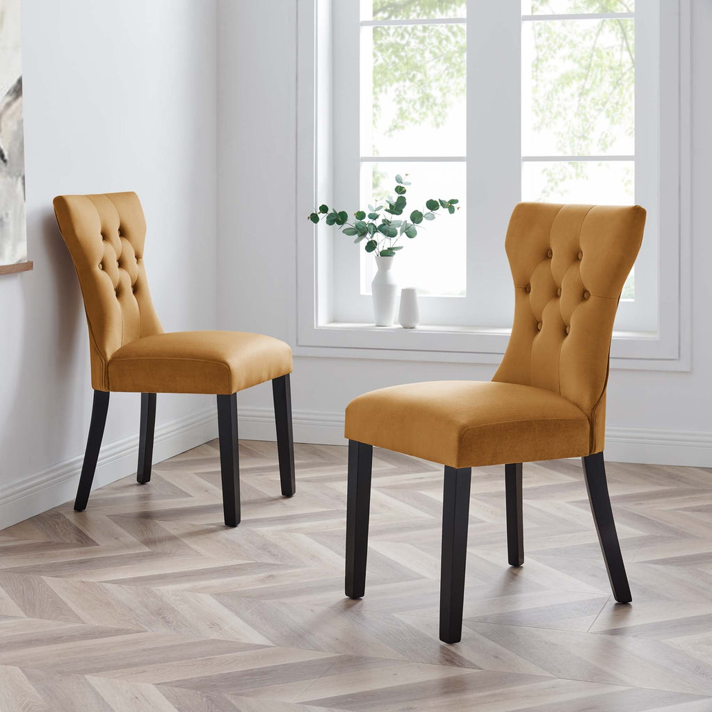 Lot de 2 chaises de salle à manger Silhouette en velours de performance