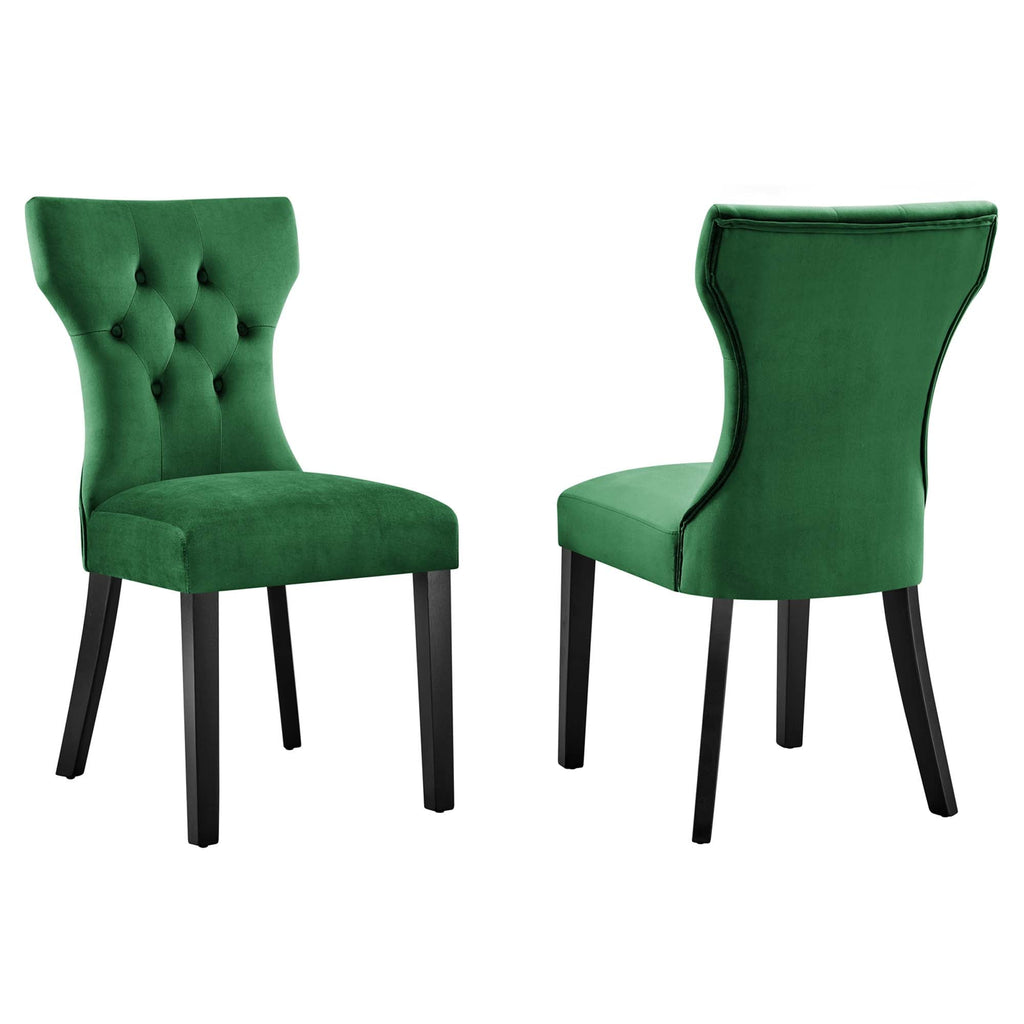 Lot de 2 chaises de salle à manger Silhouette en velours de performance