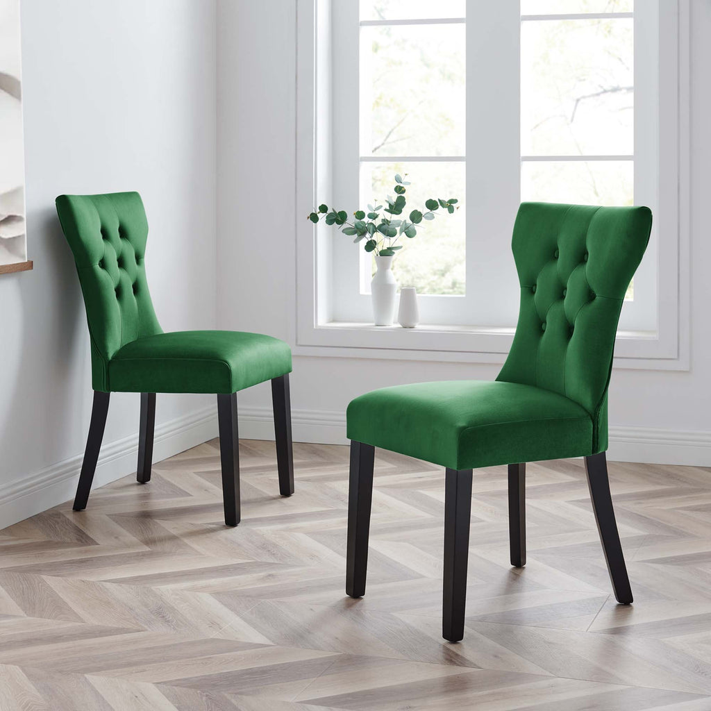 Lot de 2 chaises de salle à manger Silhouette en velours de performance