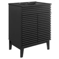 Rendu meuble-lavabo avec vasque noire incluse