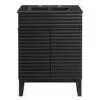 Rendu meuble-lavabo avec vasque noire incluse