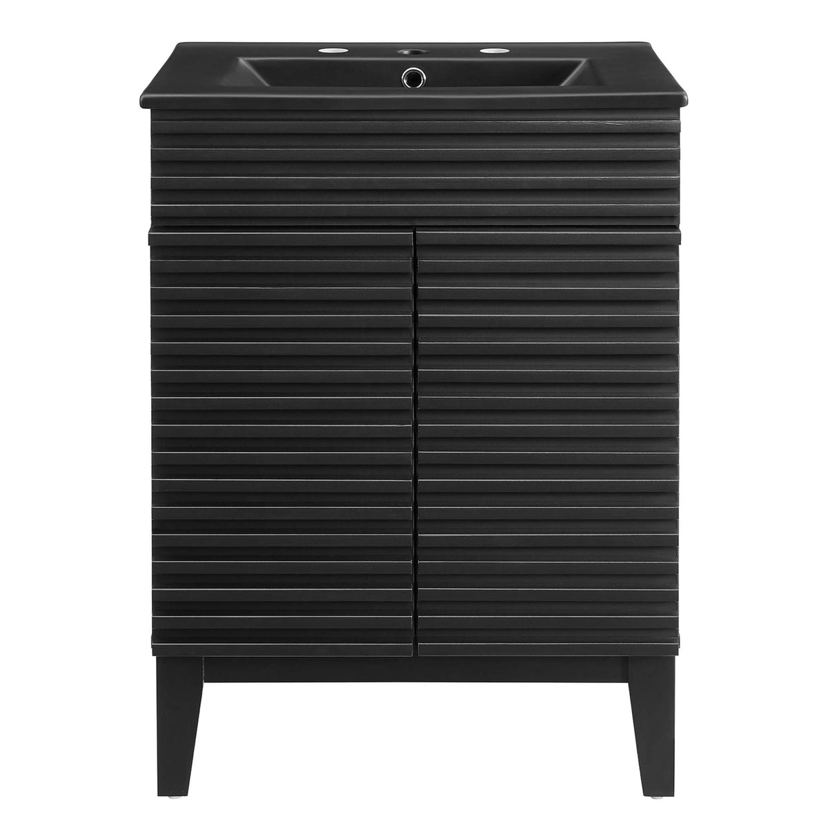 Rendu meuble-lavabo avec vasque noire incluse