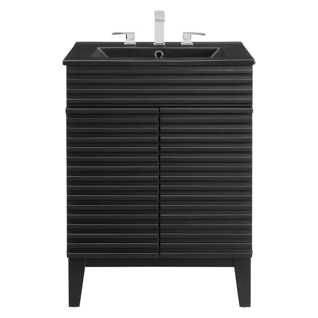 Rendu meuble-lavabo avec vasque noire incluse