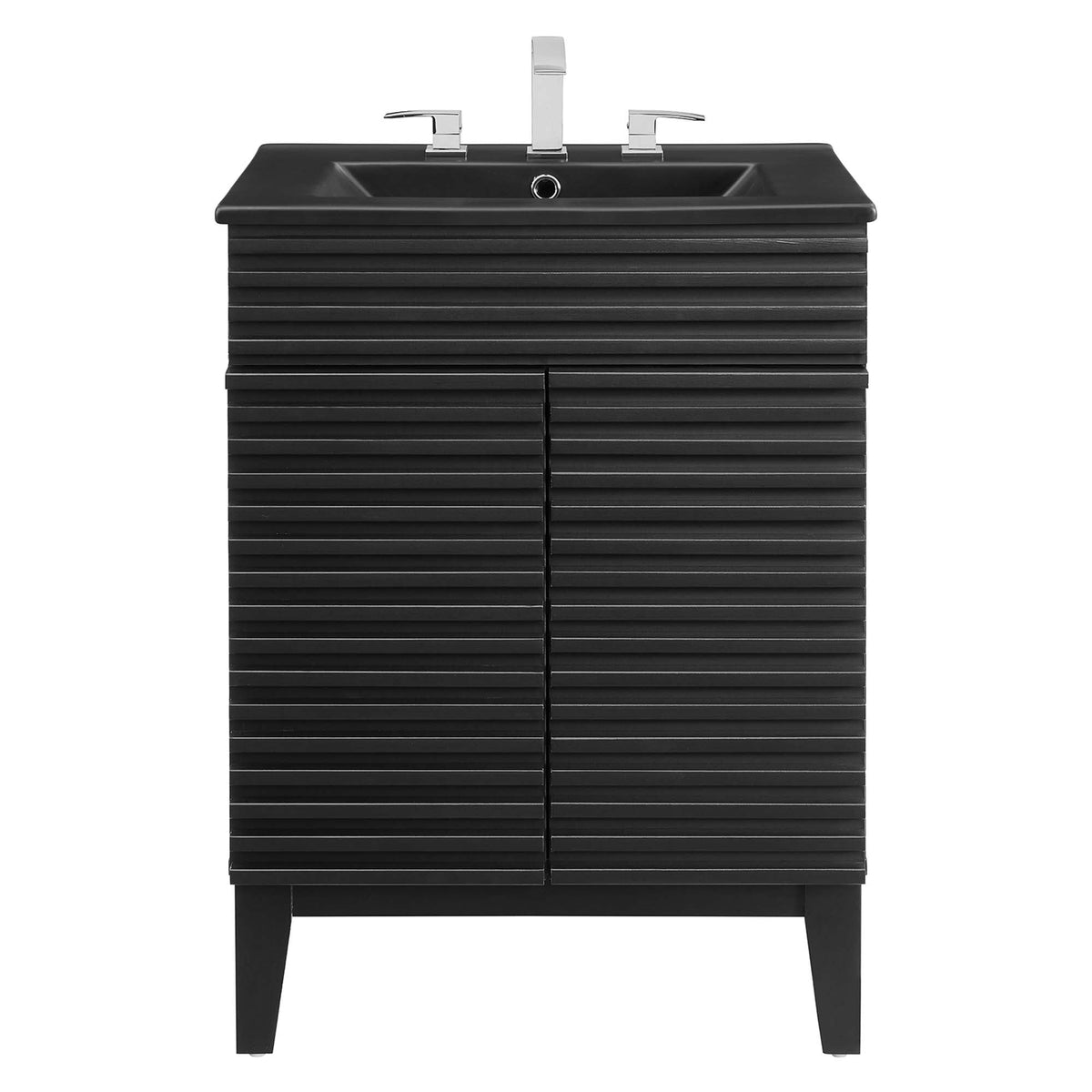 Rendu meuble-lavabo avec vasque noire incluse