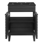 Rendu meuble-lavabo avec vasque noire incluse