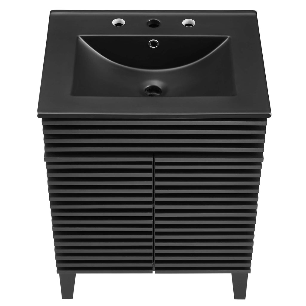 Rendu meuble-lavabo avec vasque noire incluse
