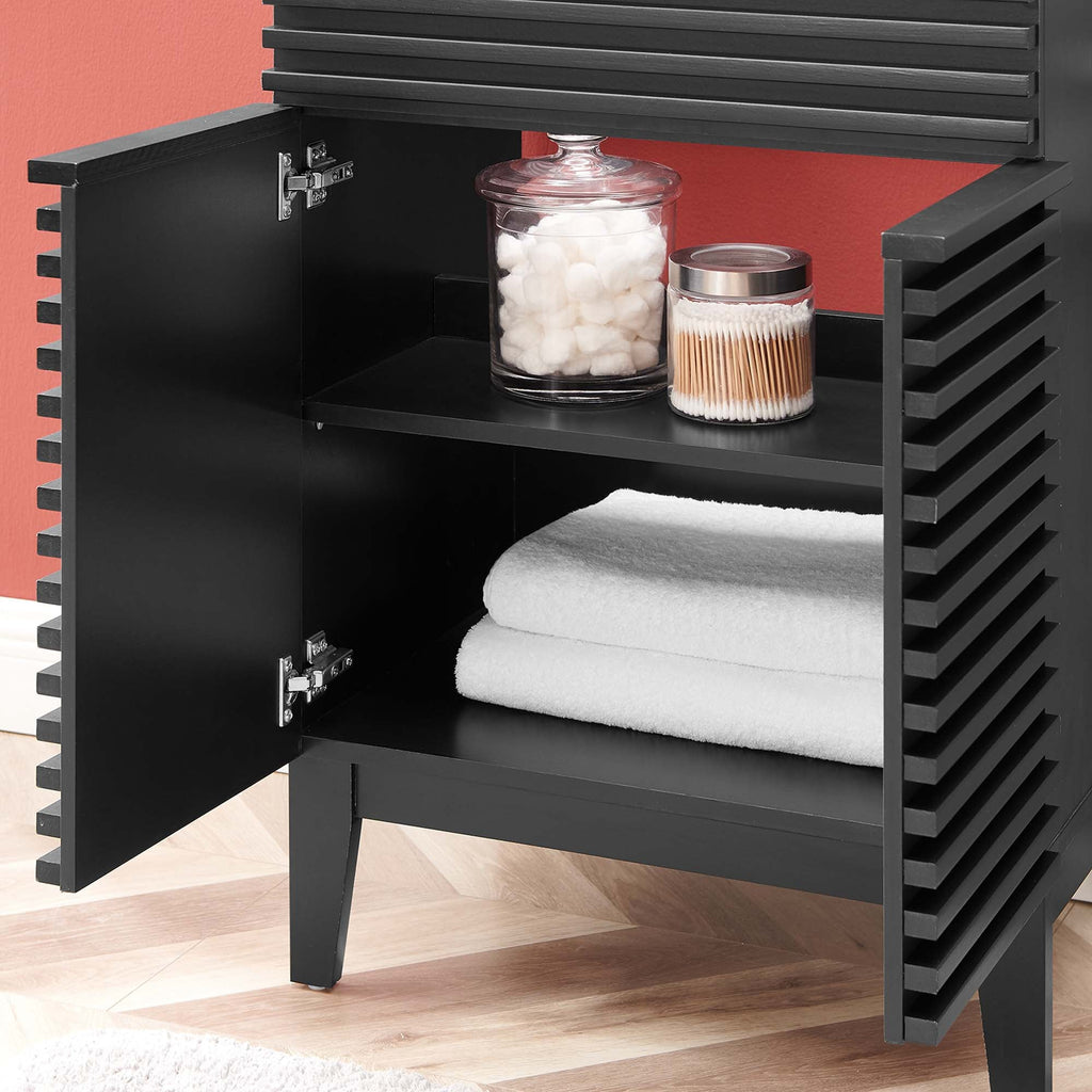 Rendu meuble-lavabo avec vasque noire incluse