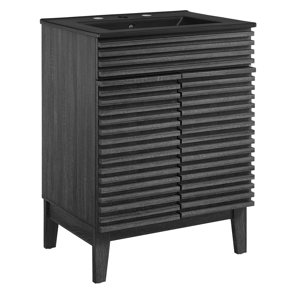 Rendu meuble-lavabo avec vasque noire incluse