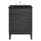 Rendu meuble-lavabo avec vasque noire incluse
