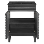 Rendu meuble-lavabo avec vasque noire incluse