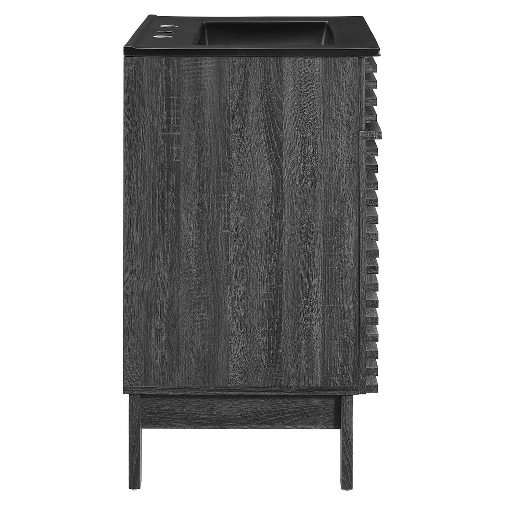 Rendu meuble-lavabo avec vasque noire incluse