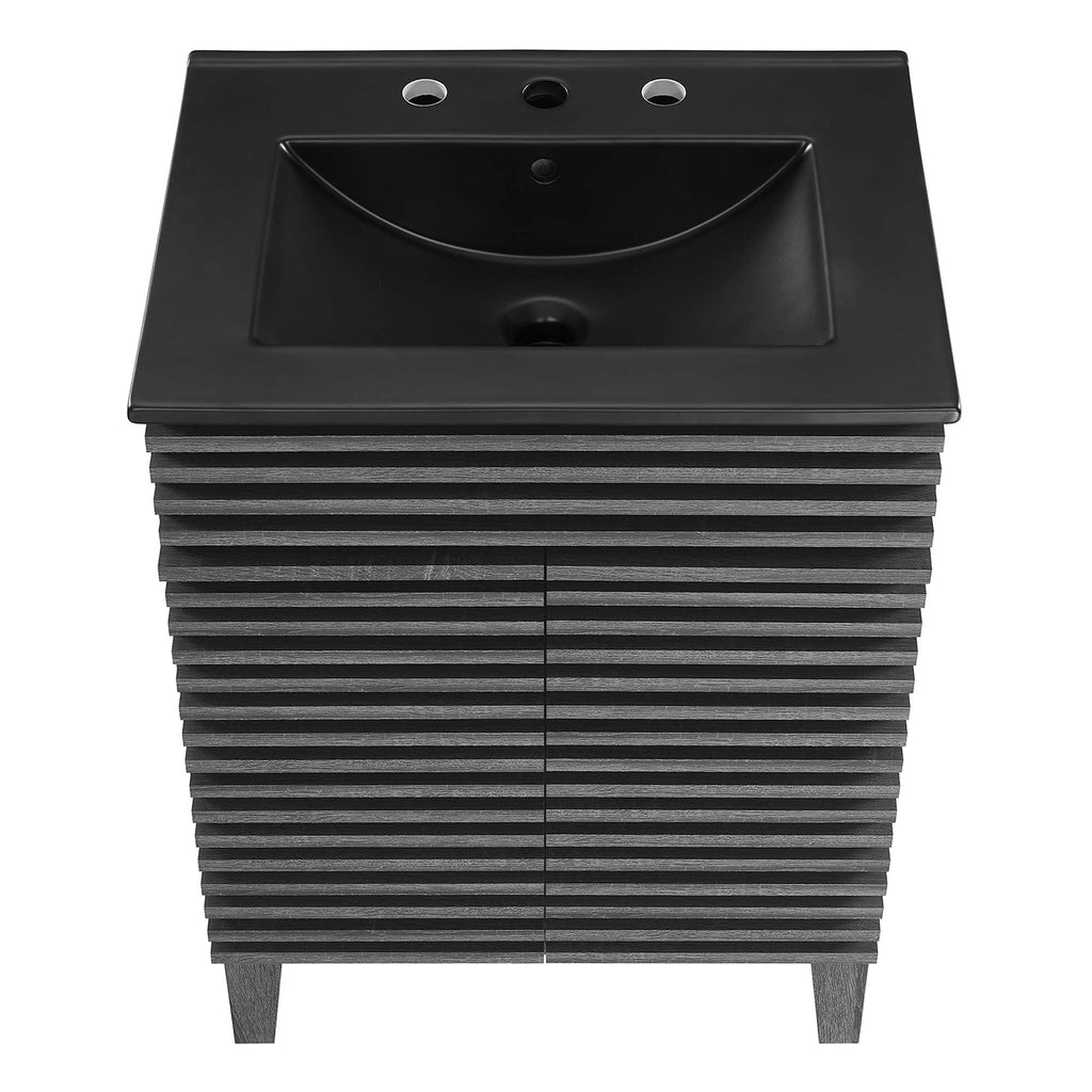 Rendu meuble-lavabo avec vasque noire incluse
