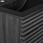 Rendu meuble-lavabo avec vasque noire incluse