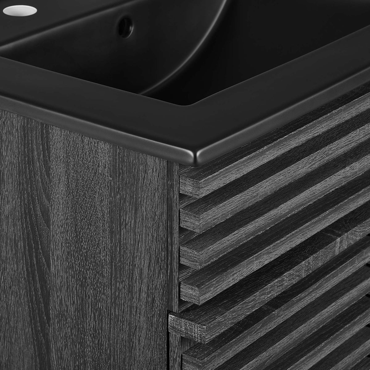Rendu meuble-lavabo avec vasque noire incluse
