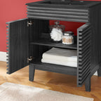 Rendu meuble-lavabo avec vasque noire incluse